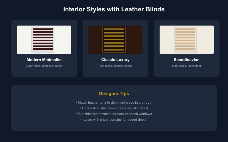 Interior styles with leather venetian blinds