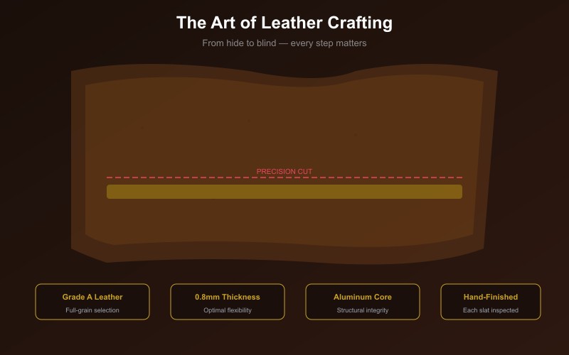 The art of leather crafting for premium venetian blinds