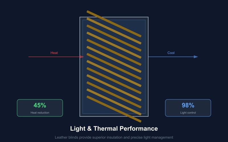 Light and thermal performance of leather venetian blinds